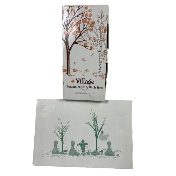 Dept 56 Halloween Village Accessories Set 52704 & Maple Burch Trees 52655 2 Sets - Picture 1 of 16